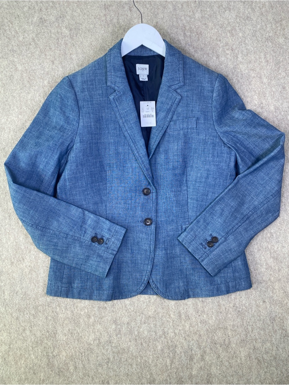 NWT J. Crew Women’s Blue Tailored Linen-Blend Blazer